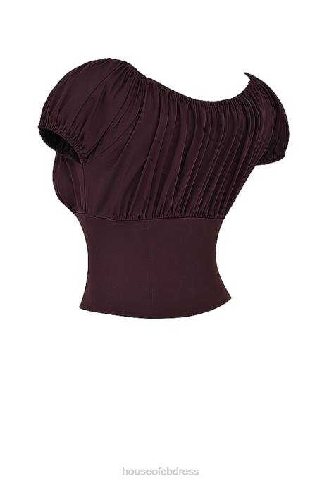 House of CB Kitty Rich Brown Gathered Top Clothing 4H6N17