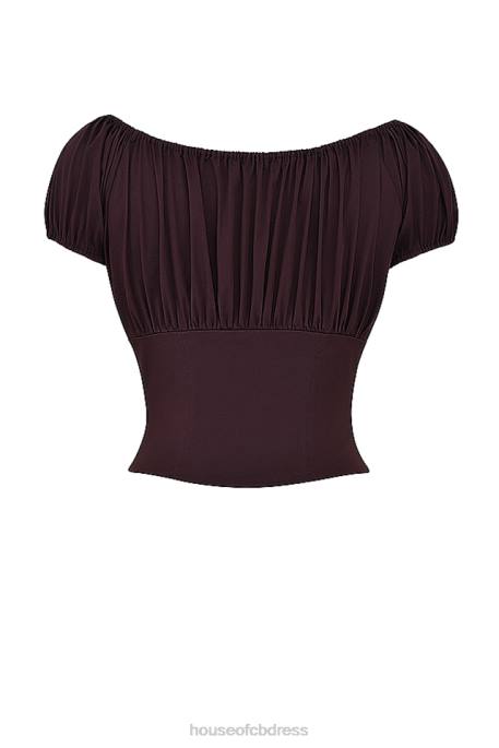 House of CB Kitty Rich Brown Gathered Top Clothing 4H6N17