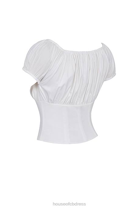 House of CB Kitty White Gathered Top Clothing 4H6N24
