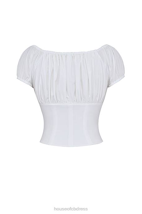 House of CB Kitty White Gathered Top Clothing 4H6N24