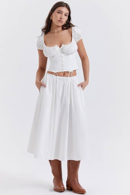House of CB Kitty White Gathered Top Clothing 4H6N24