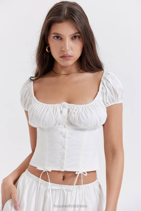 House of CB Kitty White Gathered Top Clothing 4H6N24