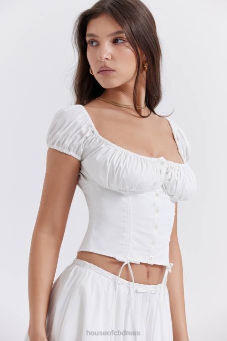 House of CB Kitty White Gathered Top Clothing 4H6N24