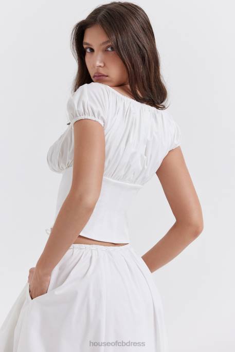 House of CB Kitty White Gathered Top Clothing 4H6N24