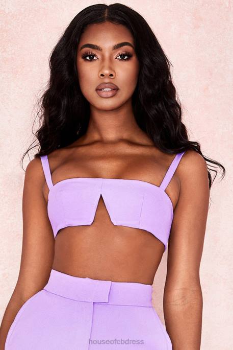 House of CB Leela Violet Crepe V Wire Bralet Clothing 4H6N813