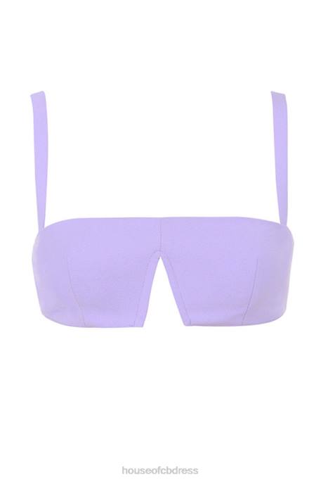 House of CB Leela Violet Crepe V Wire Bralet Clothing 4H6N813
