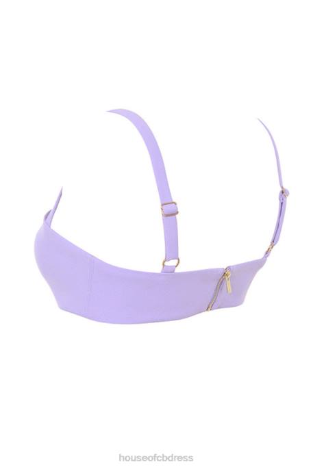 House of CB Leela Violet Crepe V Wire Bralet Clothing 4H6N813