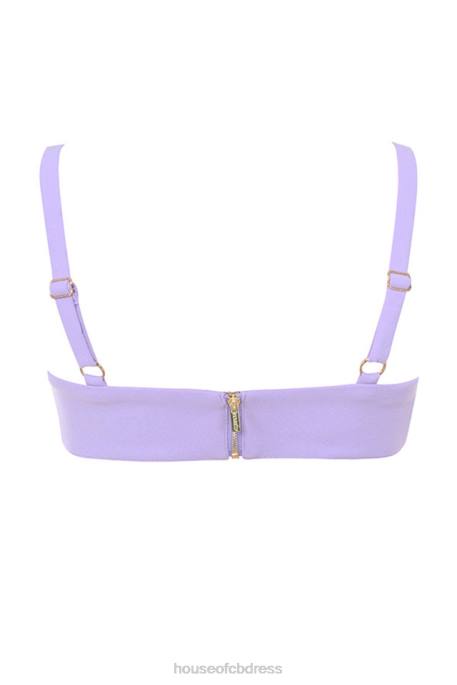 House of CB Leela Violet Crepe V Wire Bralet Clothing 4H6N813