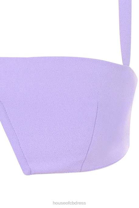 House of CB Leela Violet Crepe V Wire Bralet Clothing 4H6N813