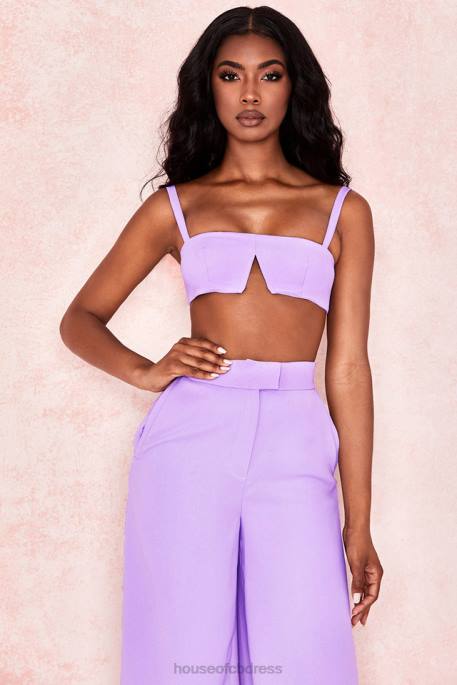 House of CB Leela Violet Crepe V Wire Bralet Clothing 4H6N813