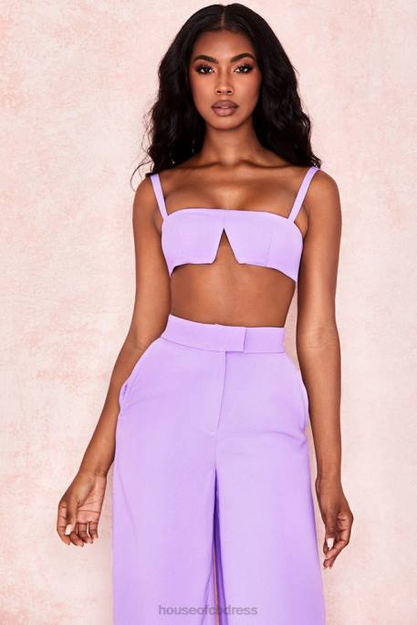 House of CB Leela Violet Crepe V Wire Bralet Clothing 4H6N813