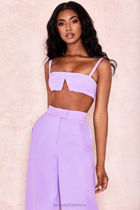 House of CB Leela Violet Crepe V Wire Bralet Clothing 4H6N813