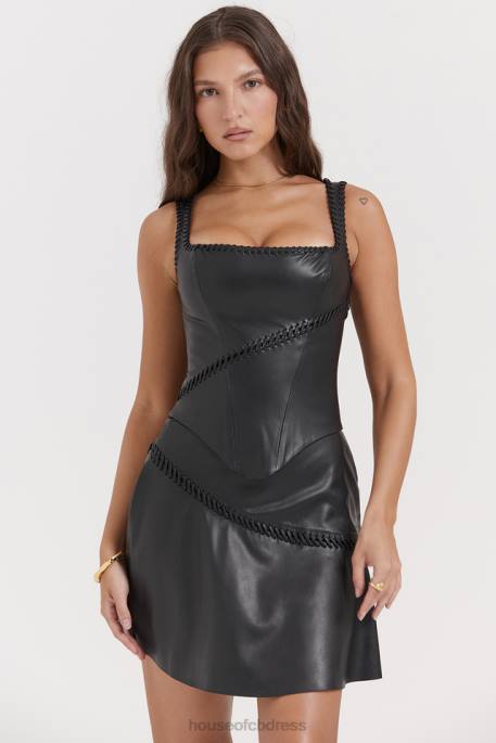 House of CB Leonie Black Vegan Leather Corset Clothing 4H6N16