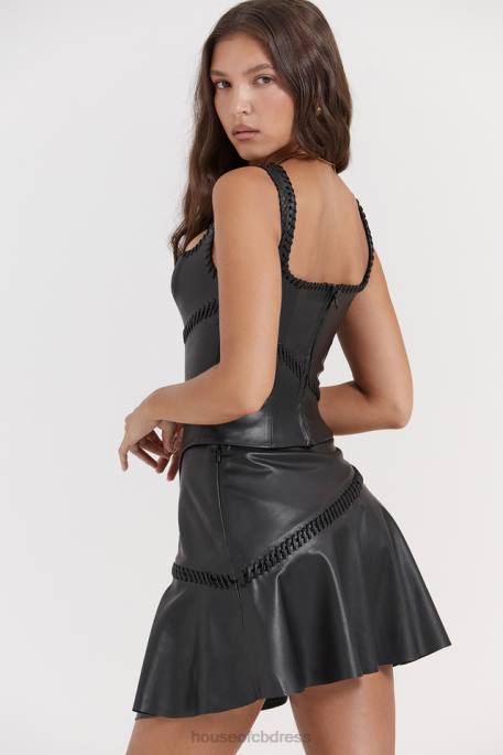 House of CB Leonie Black Vegan Leather Corset Clothing 4H6N16