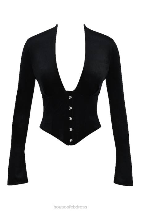 House of CB Leonora Black Velvet Corset Clothing 4H6N33