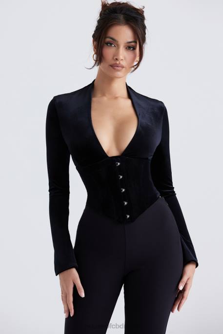 House of CB Leonora Black Velvet Corset Clothing 4H6N33