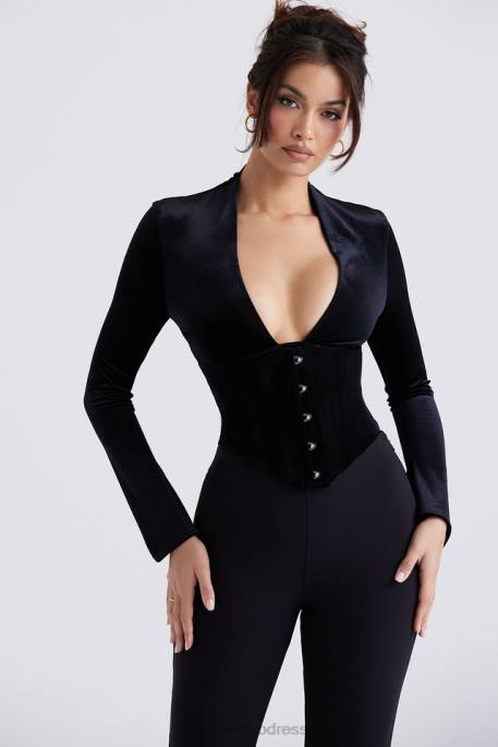 House of CB Leonora Black Velvet Corset Clothing 4H6N33