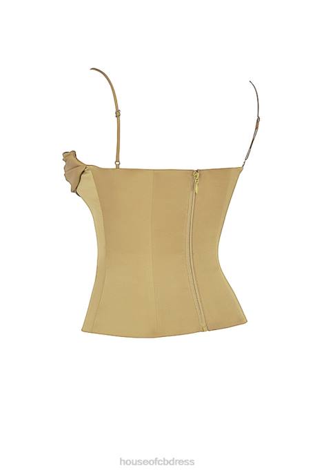 House of CB Letitia Olive Satin Lace Up Corset Clothing 4H6N58