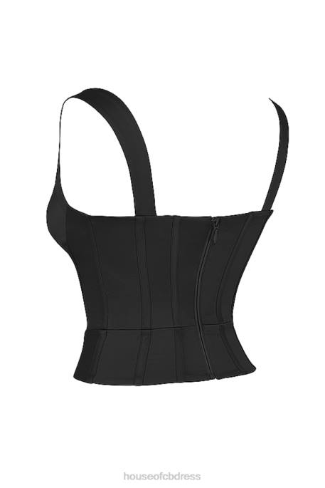 House of CB Liberty Black Satin Corset Clothing 4H6N76