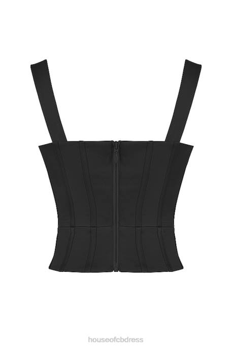 House of CB Liberty Black Satin Corset Clothing 4H6N76