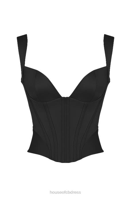 House of CB Liberty Black Satin Corset Clothing 4H6N76