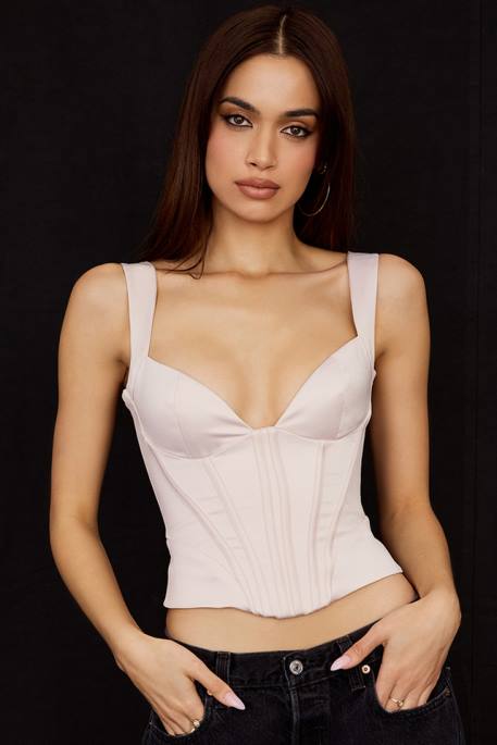 House of CB Liberty Crystal Satin Corset Clothing 4H6N64