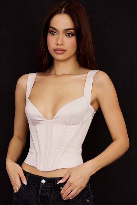 House of CB Liberty Crystal Satin Corset Clothing 4H6N64