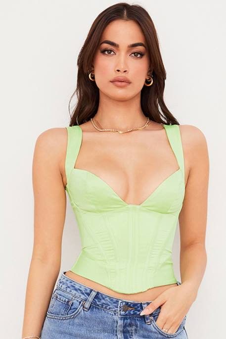 House of CB Liberty Lime Satin Corset Clothing 4H6N79