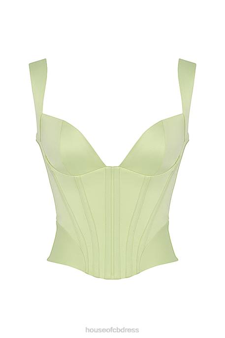 House of CB Liberty Lime Satin Corset Clothing 4H6N79