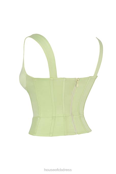 House of CB Liberty Lime Satin Corset Clothing 4H6N79
