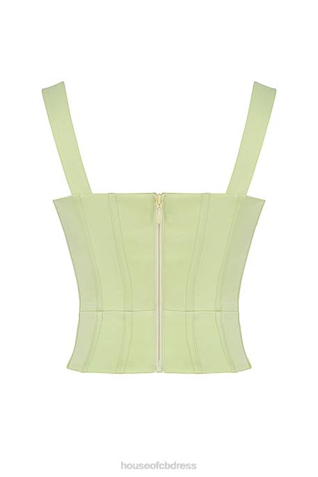 House of CB Liberty Lime Satin Corset Clothing 4H6N79