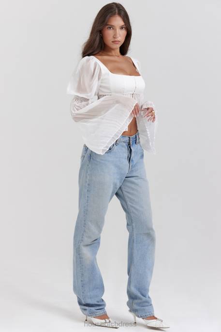House of CB Lucie White Pleated Top Clothing 4H6N8