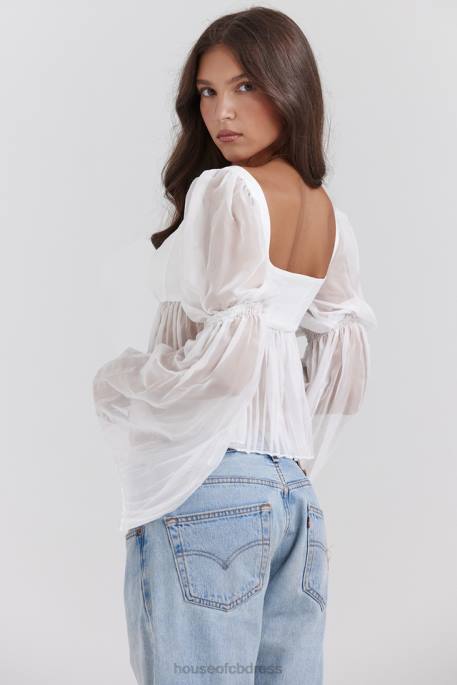 House of CB Lucie White Pleated Top Clothing 4H6N8