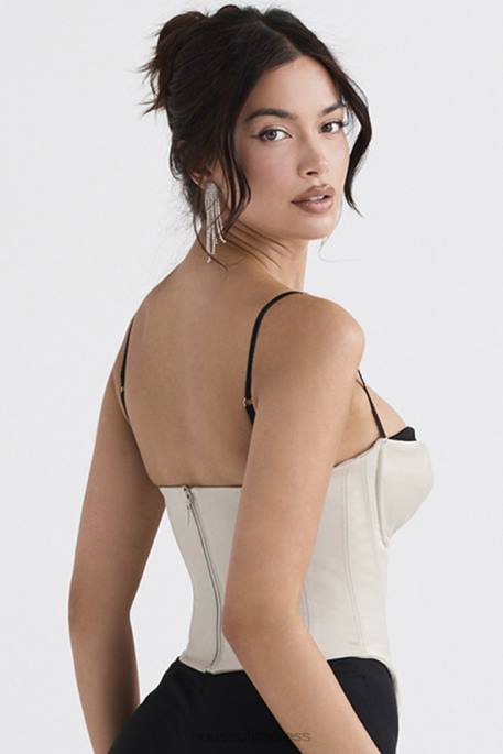 House of CB Luette Beige Satin Underwired Corset Clothing 4H6N30