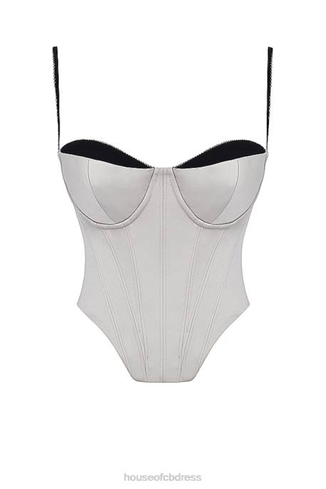 House of CB Luette Beige Satin Underwired Corset Clothing 4H6N30