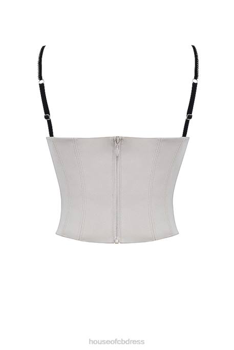 House of CB Luette Beige Satin Underwired Corset Clothing 4H6N30