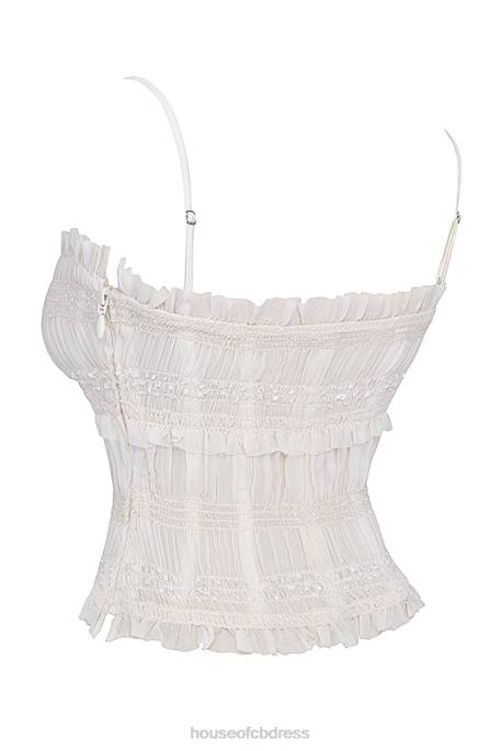 House of CB Lula Ivory Sequin Pleat Corset Clothing 4H6N25