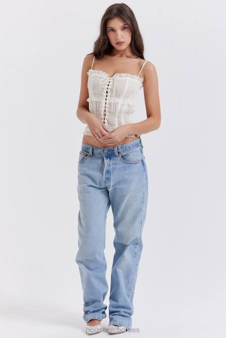 House of CB Lula Ivory Sequin Pleat Corset Clothing 4H6N25