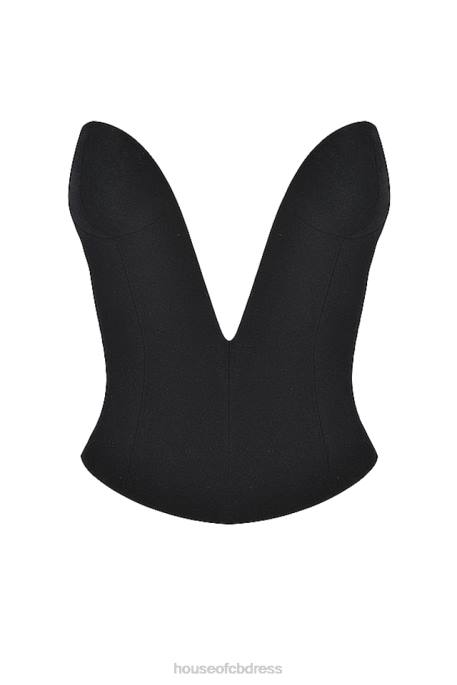 House of CB Lydia Black Plunge Corset Clothing 4H6N45