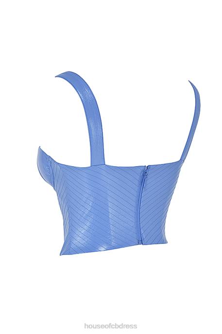 House of CB Melissa Cornflower Blue Vegan Leather Corset Clothing 4H6N65