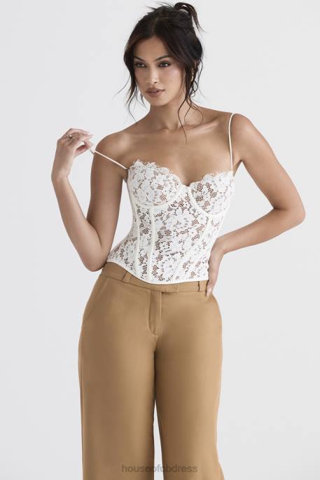 House of CB Mila Ivory Lace Underwired Corset Clothing 4H6N42