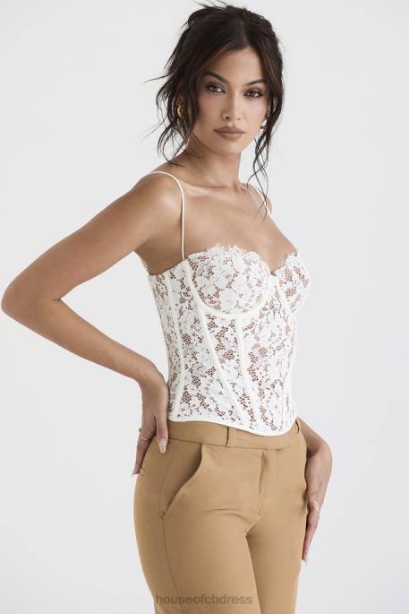 House of CB Mila Ivory Lace Underwired Corset Clothing 4H6N42