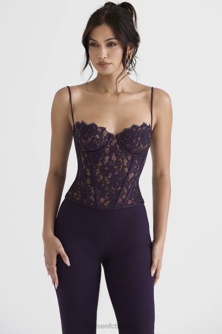 House of CB Mila Night Shade Lace Underwired Corset Clothing 4H6N43