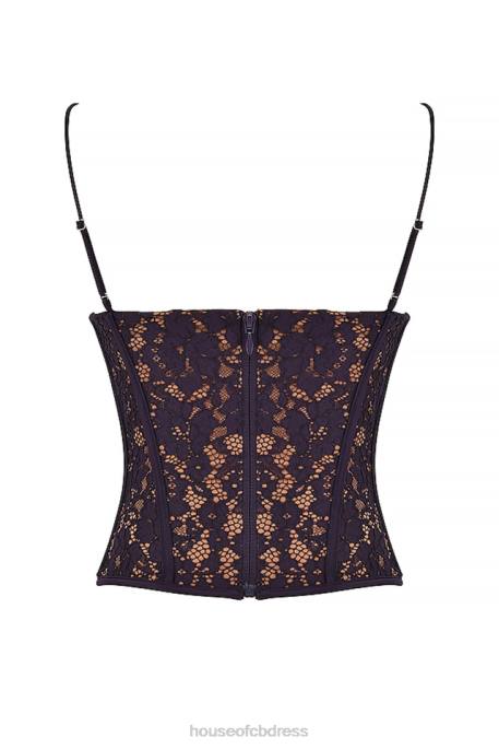 House of CB Mila Night Shade Lace Underwired Corset Clothing 4H6N43