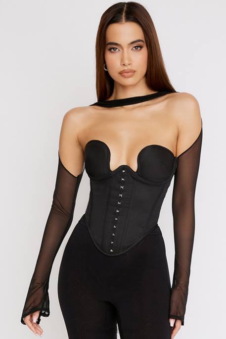 House of CB Mina Black Structured Corset Clothing 4H6N72