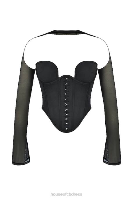 House of CB Mina Black Structured Corset Clothing 4H6N72