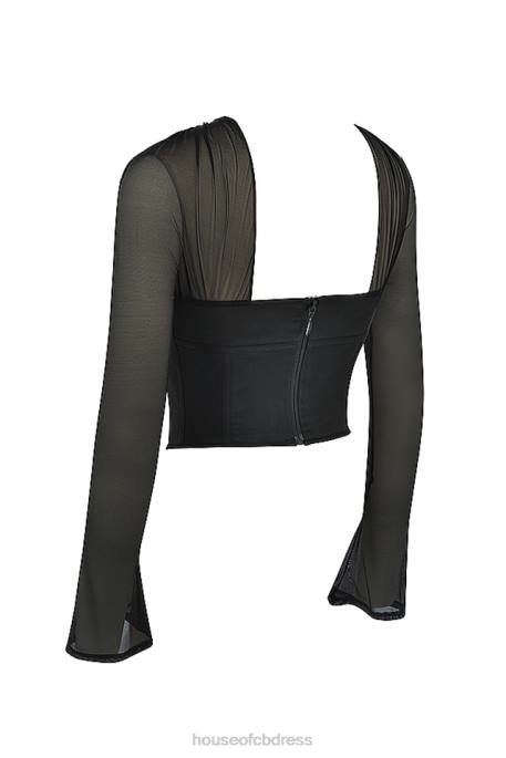 House of CB Mina Black Structured Corset Clothing 4H6N72