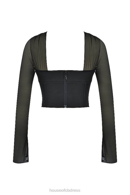 House of CB Mina Black Structured Corset Clothing 4H6N72