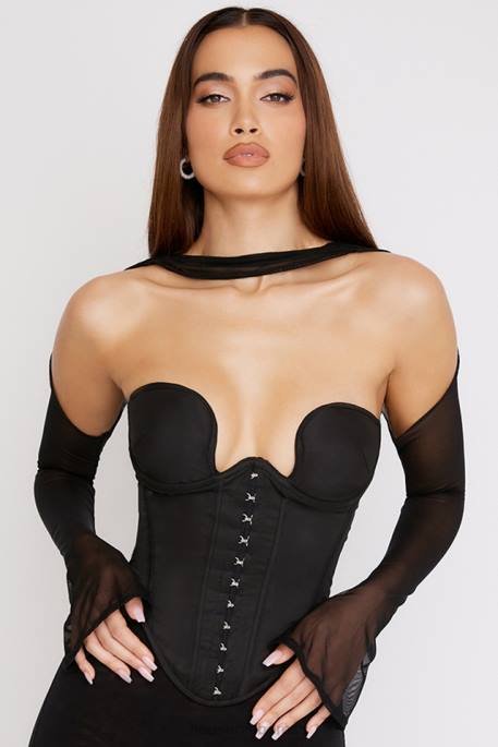House of CB Mina Black Structured Corset Clothing 4H6N72