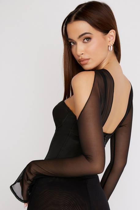 House of CB Mina Black Structured Corset Clothing 4H6N72